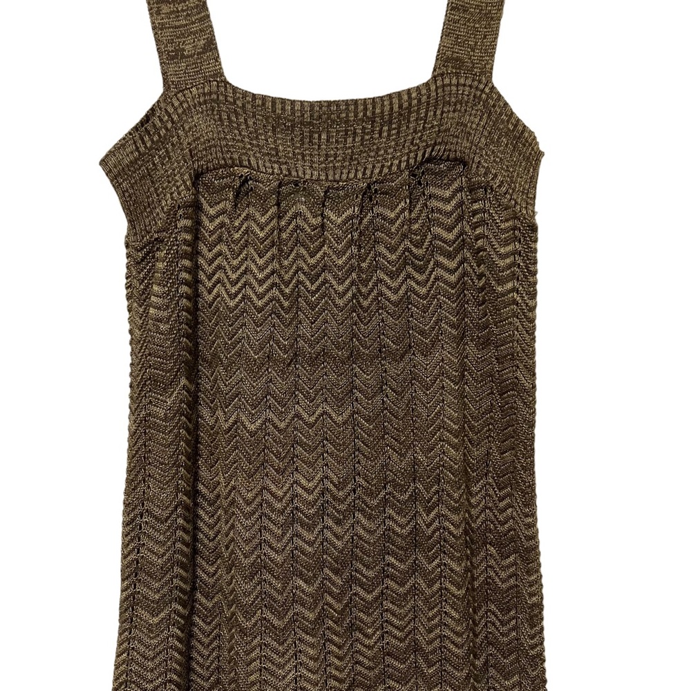 Sweater Project Knit Herringbone Bronze Tan Dress - Picture 3 of 7
